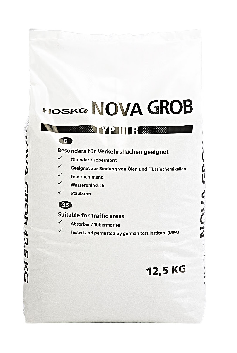 Das Ölbindemittel ist ein Universalbinder (Tobermorit) für Öle und flüssige Chemikalien