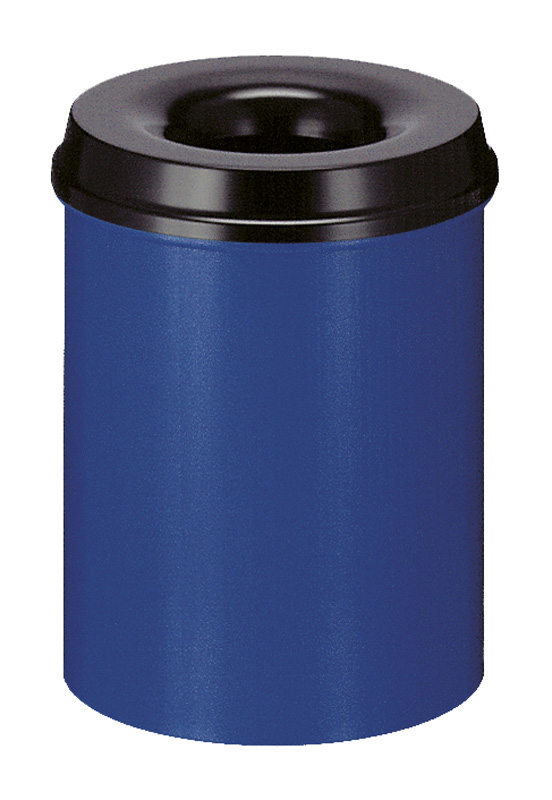 Selbstlöschender Papierkorb Blau/Schwarz 15 Liter