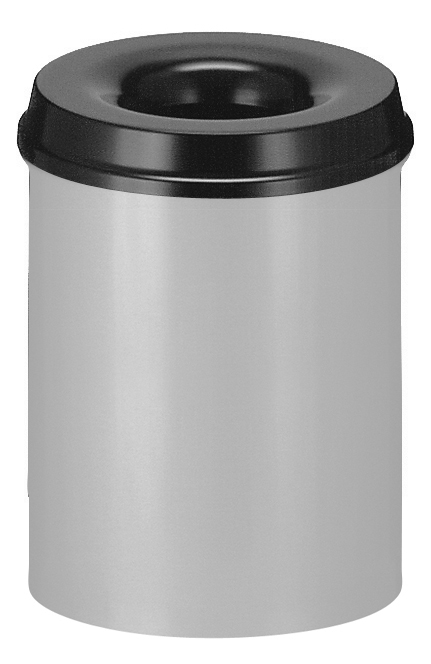 Selbstlöschender Papierkorb Grau/Schwarz 15 Liter