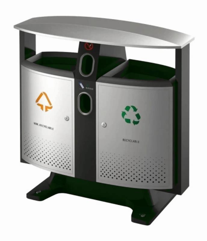 Abfallbehälter für draußen mit Fach für Altbatterien