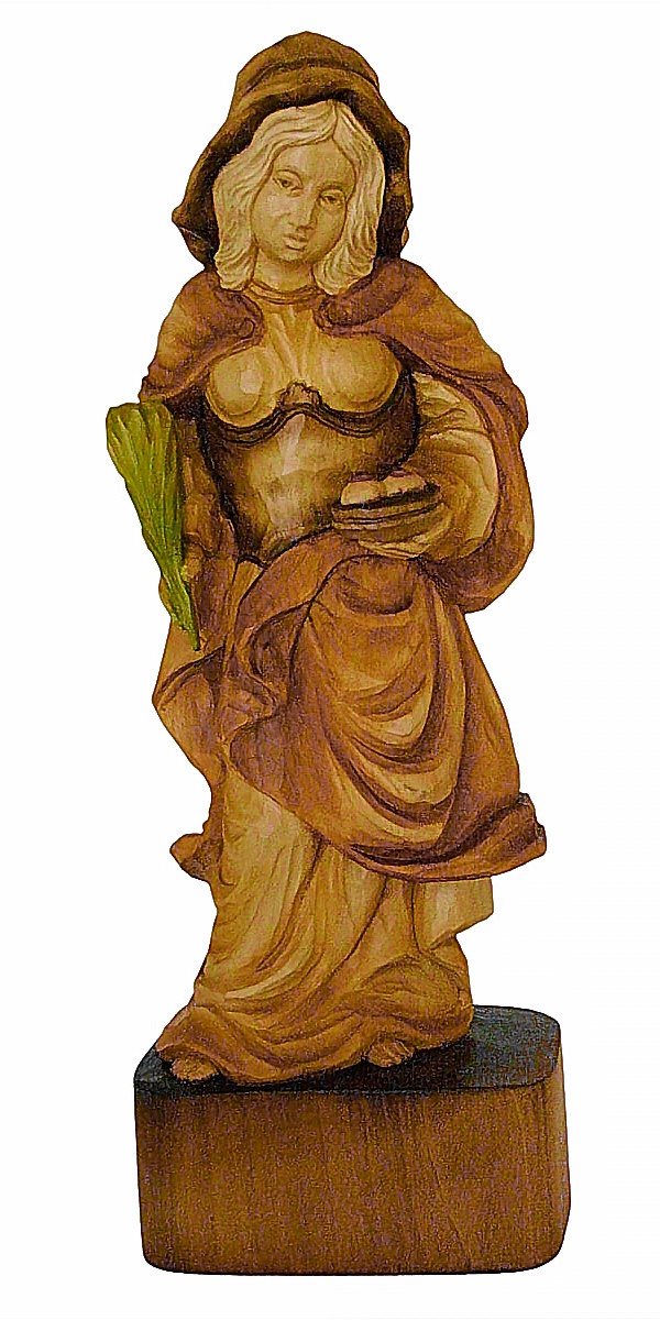 Heilige Agatha Holzfigur natur - 30 cm Heilige Agatha Holzfigur natur - 30 cm
