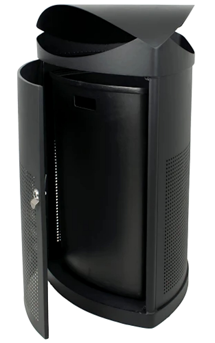 Dreieckiger Außen-Abfallbehälter 60 Liter in Schwarz Dreieckiger Außen-Abfallbehälter 60 Liter in Schwarz