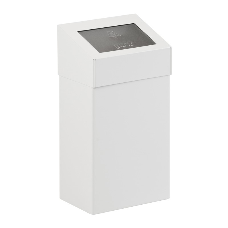 Abfallbehälter mit Pushdeckel in Weiß, 18 Liter