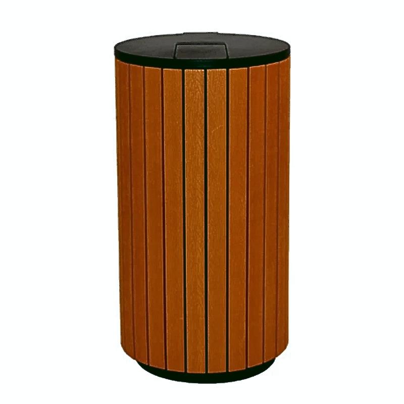 Abfalbehälter für draußen Holzoptik - 90 Liter