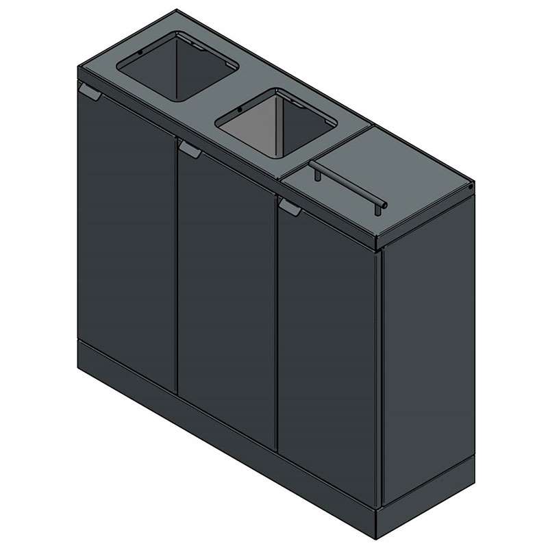 Bica 887 Wertstoff-Sortieranlage Schwarz 3x45 Liter