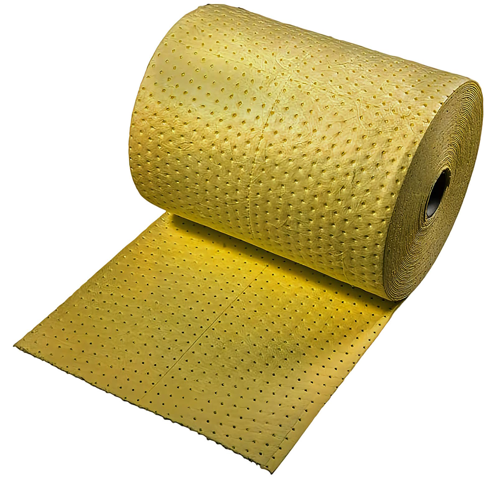 Hydrophile, chemisch inerte Absorberrolle aus PP-Vlies. Bindet nahezu alle Flüssigkeiten inkl. Säuren & Laugen. Perforiert, 123 l/Pack.