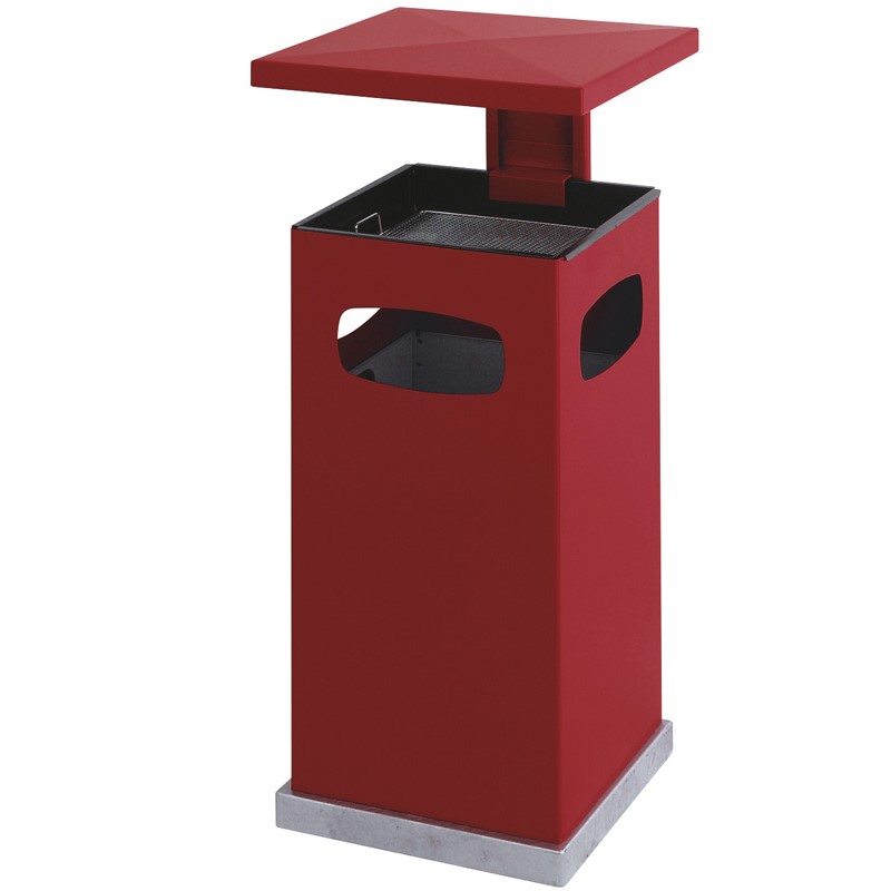 Ascher-Papierkorb viereckig 70 Liter Rot Ascher-Papierkorb viereckig 70 Liter Rot