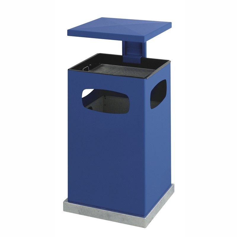 Ascher-Papierkorb viereckig 80 Liter Blau