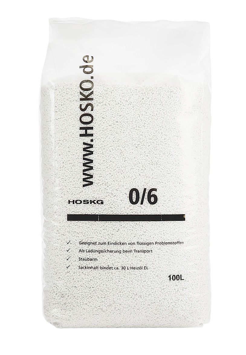 Der Ölbinder Hosko 06 ist ein umweltfreundliches, mineralisches Naturprodukt (Perlit) und geeignet zum Eindicken von flüssigen Problemstoffen bei der Sondermüllentsorgung.