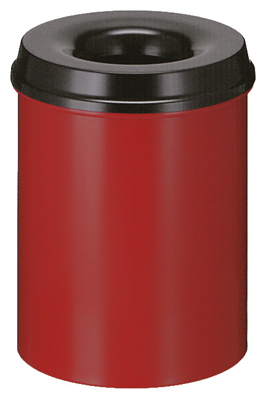 Selbstlöschender Papierkorb Rot/Schwarz 15 Liter