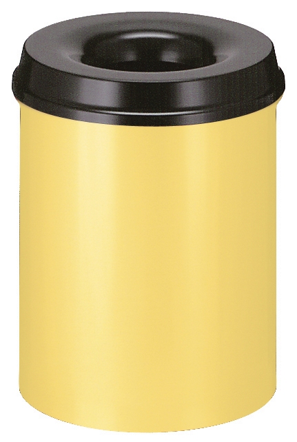Selbstlöschender Papierkorb Gelb/Schwarz 15 Liter