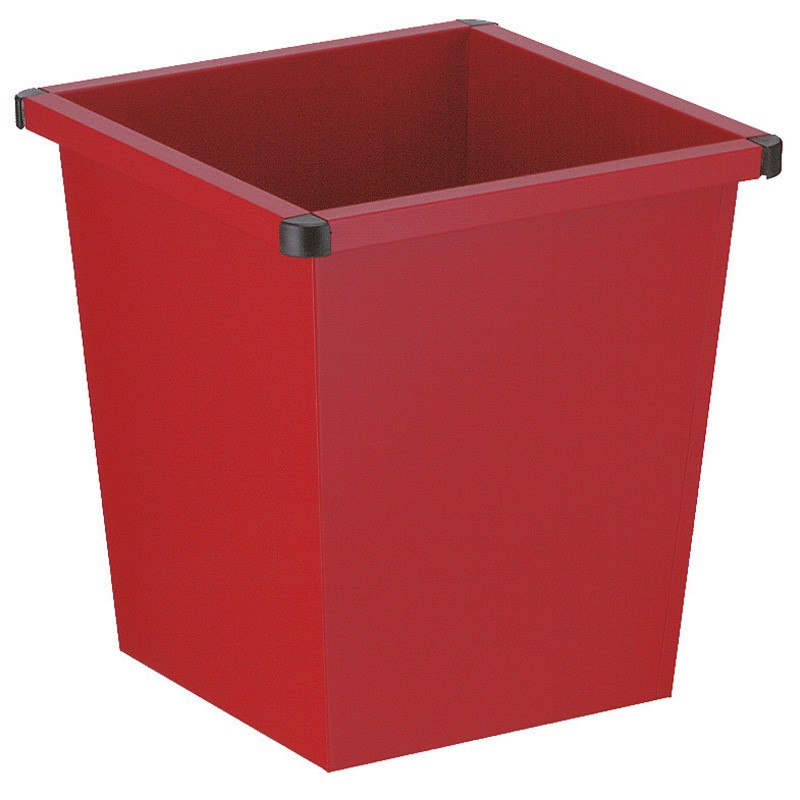 Viereckiger und kegelförmiger Papierkorb Rot